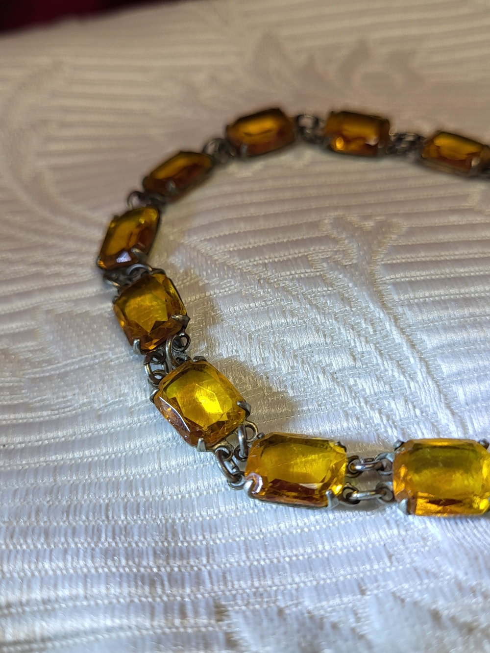 Vintage Amber Crystal Link Bracelet - Women Jewelry
